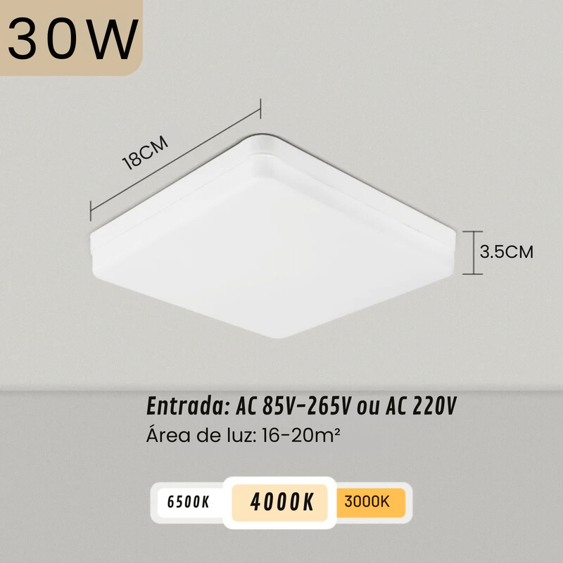 Luz de Led Quadrada Moderna - Da Market 24