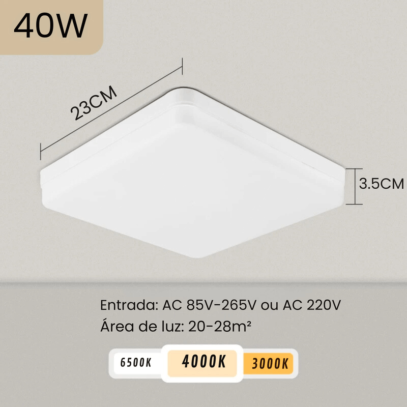 Luz de Led Quadrada Moderna - Da Market 24