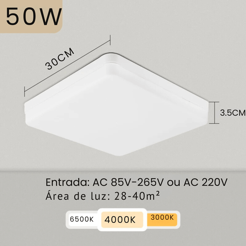 Luz de Led Quadrada Moderna - Da Market 24