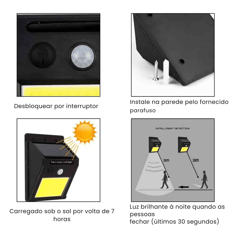 Luminaria Solar com Sensor - 20 Led da Market 24